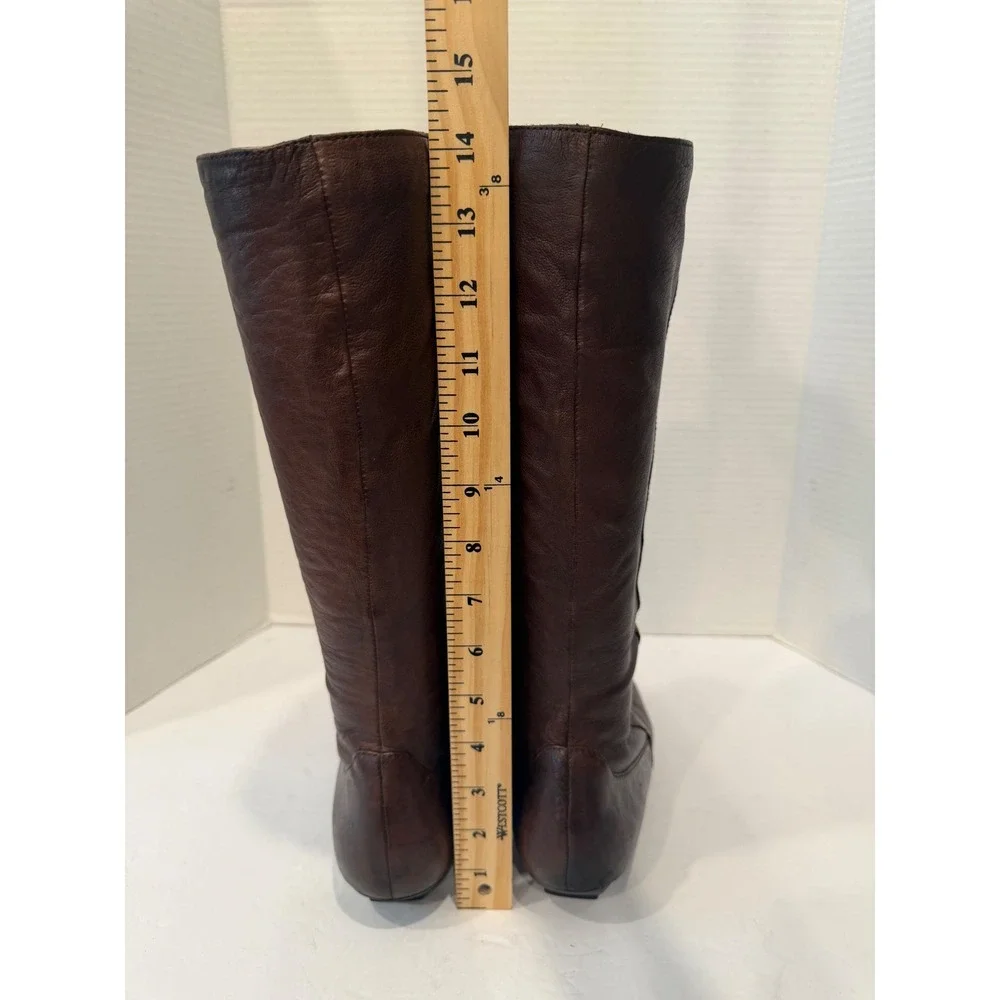 B O C by Born Brown Leather Mid-Calf Low Heeling Riding Boots Sz 8.5